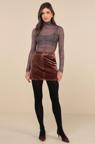 Lulus mauve velvet mini skirt