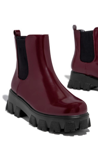 Miss Lola Burgundy Patent Boots