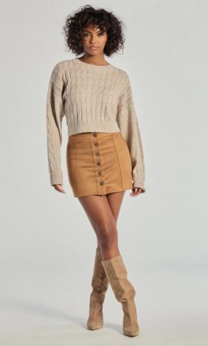 Windsor faux suede button mini skirt