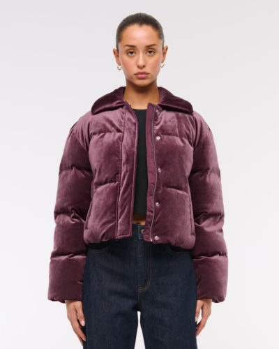 AF wine velvet puffer coat