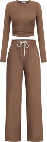 Amazon Brown Matching Top and Pants Lounge Set