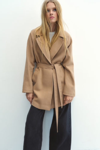 HM felted tie belt coat