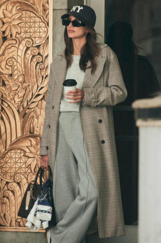 Lulus gray plaid trench coat