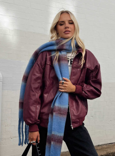 PP burgundy PU bomber jacket