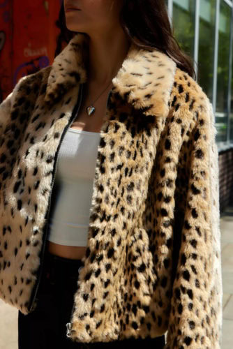 UO leopard print faux fur coat