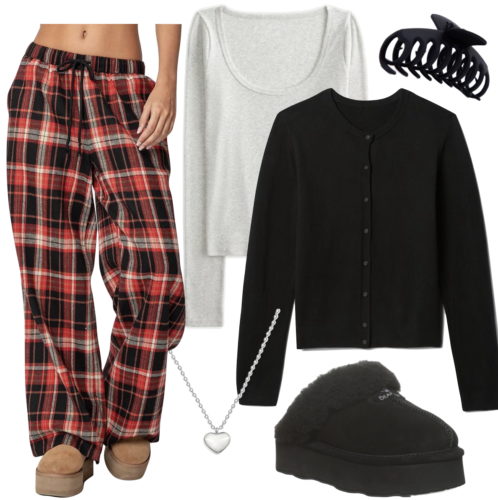 Cozy flannel pants outfit