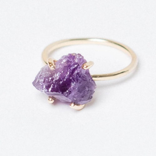 Raw amethyst ring