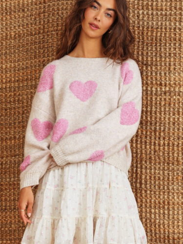 altard state pink heart sweater