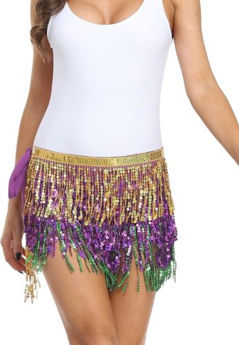 Mardi gras sequin fringe skirt from amazon