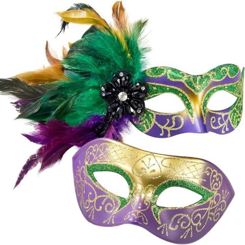 Mardi feathered and rhinestone mask from amazon