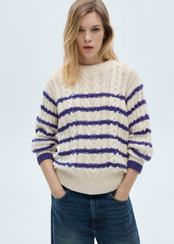 Mango striped cableknit sweater