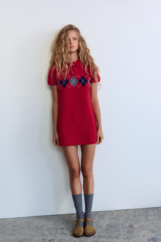 Zara argyle mini dress