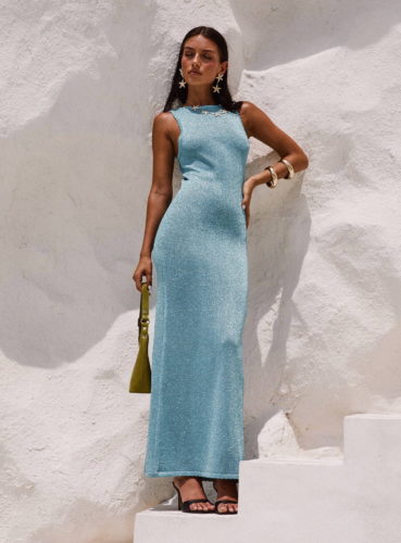 PP Blue Glitter Maxi Dress