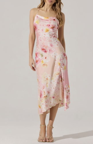 NR floral cowl neck midi dress