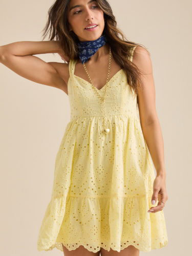 altard state yellow eyelet dress