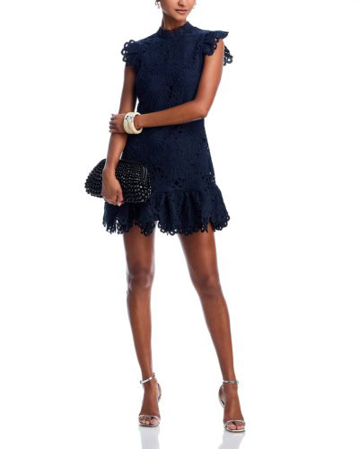 aqua navy lace dress