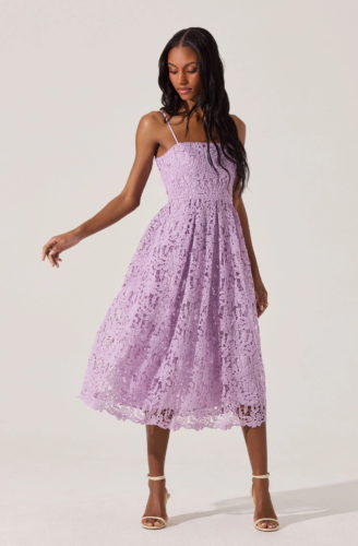 astr orchid lace midi dress