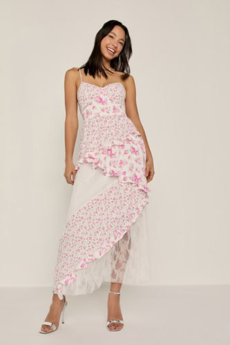 francescas floral mixed maxi dress