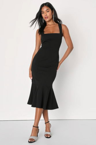 lulus black trumpet dress