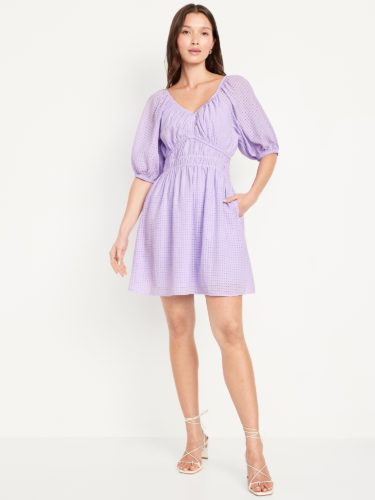 old navy lavender puff sleeve dress